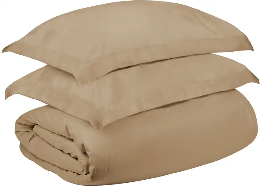 Tan King Cotton Blend 1000 Thread Count Washable Duvet Cover Set Photo 2