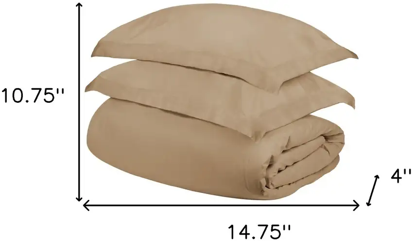 Tan King Cotton Blend 1000 Thread Count Washable Duvet Cover Set Photo 4