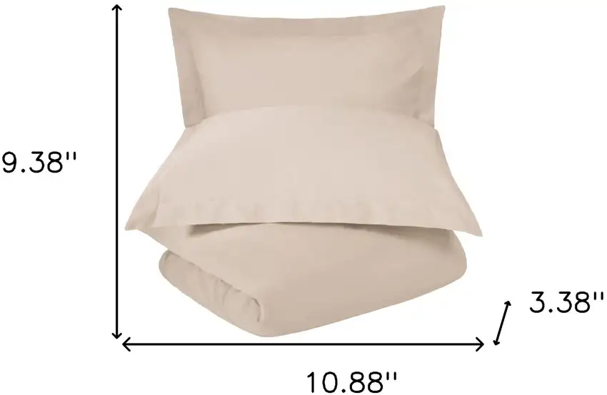 Tan Queen 100% Cotton 300 Thread Count Washable Duvet Cover Set Photo 7
