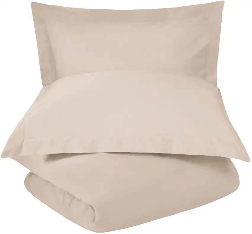 Tan Queen 100% Cotton 300 Thread Count Washable Duvet Cover Set Photo 2