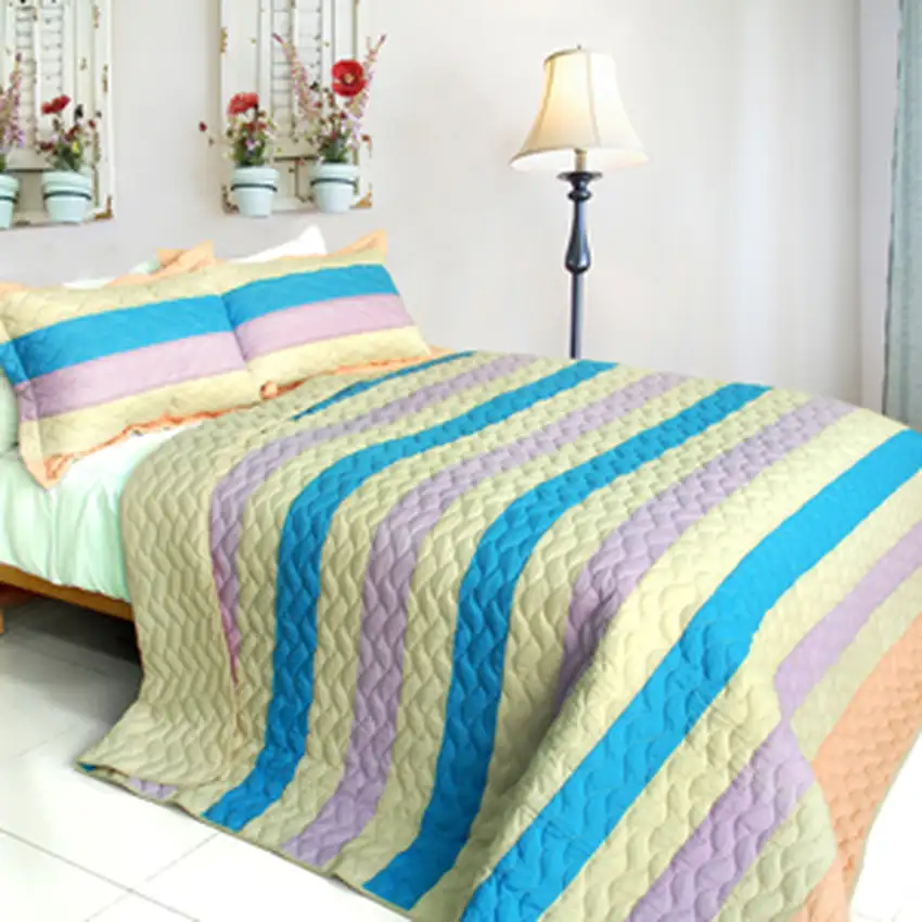 Tasty Dessert -  3PC Vermicelli-Quilted Patchwork Quilt Set (Full/Queen Size) Photo