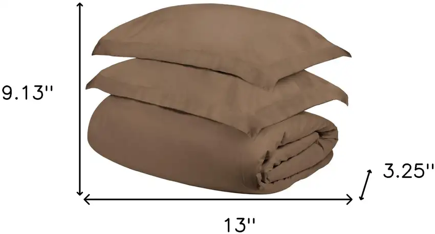Taupe  Cotton Blend 400 Thread Count Washable Duvet Cover Set Photo 4