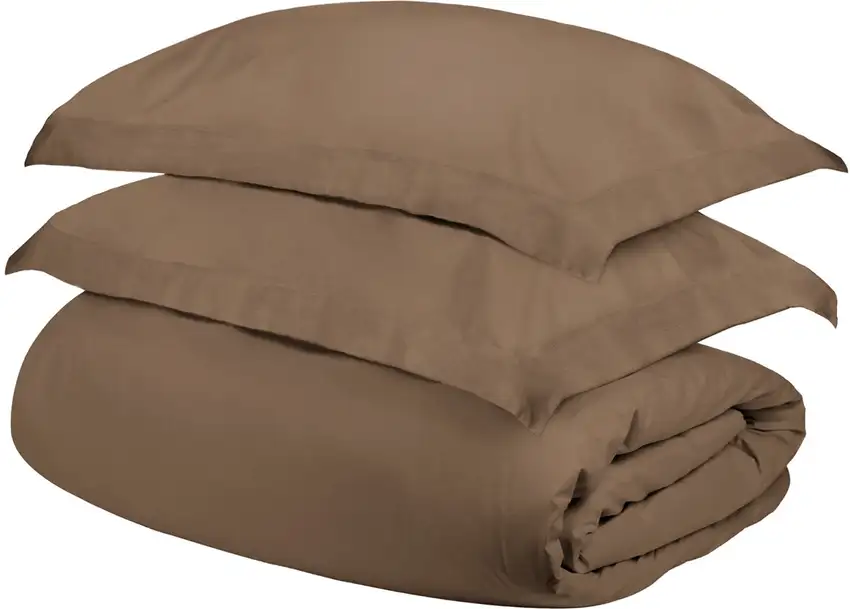 Taupe King Cotton Blend 400 Thread Count Washable Duvet Cover Set Photo 1
