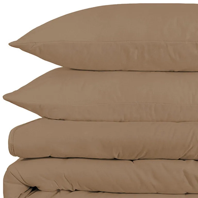 Taupe King Cotton Blend Washable Duvet Cover Set Photo 2