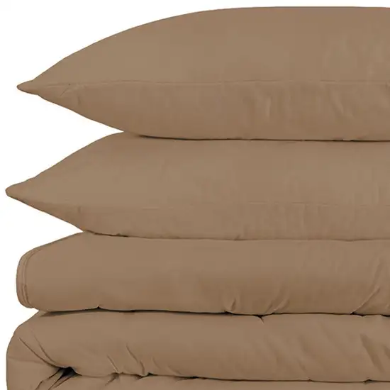 Taupe King Cotton Blend Washable Duvet Cover Set Photo 2