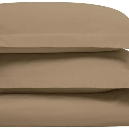Taupe King Cotton Blend Washable Duvet Cover Set Photo 1