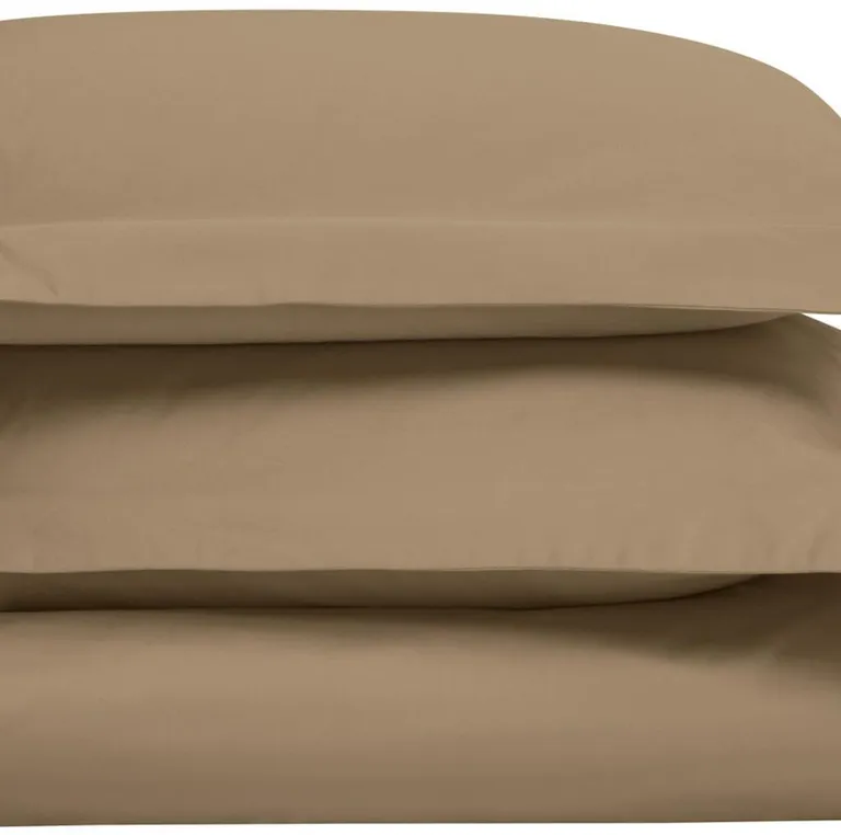 Taupe King Cotton Blend Washable Duvet Cover Set Photo 5