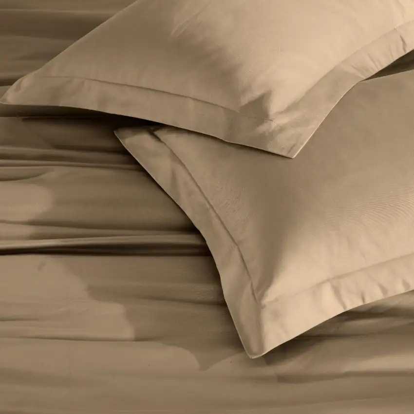 Taupe King Cotton Blend Washable Duvet Cover Set Photo 6