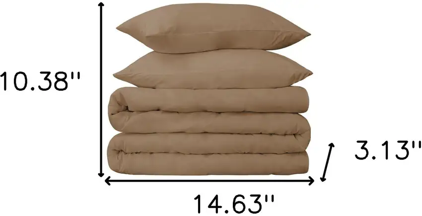 Taupe Queen Cotton Blend 650 Thread Count Washable Duvet Cover Set Photo 5