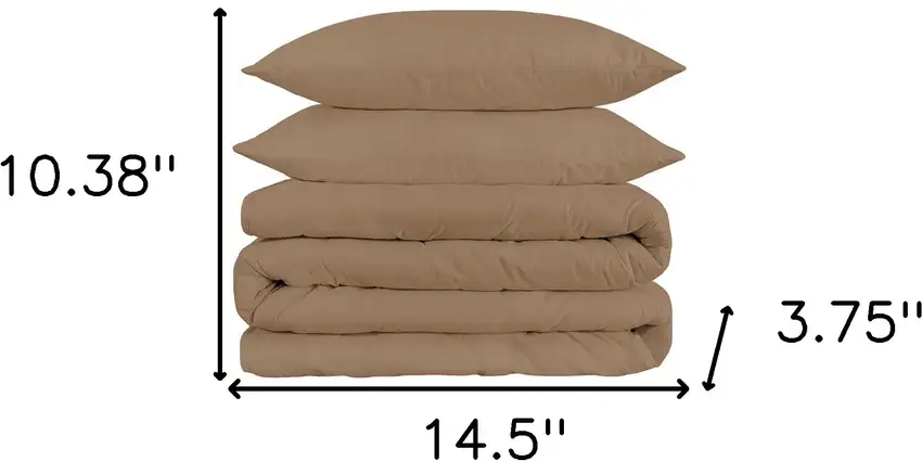 Taupe Queen Cotton Blend Washable Duvet Cover Set Photo 3
