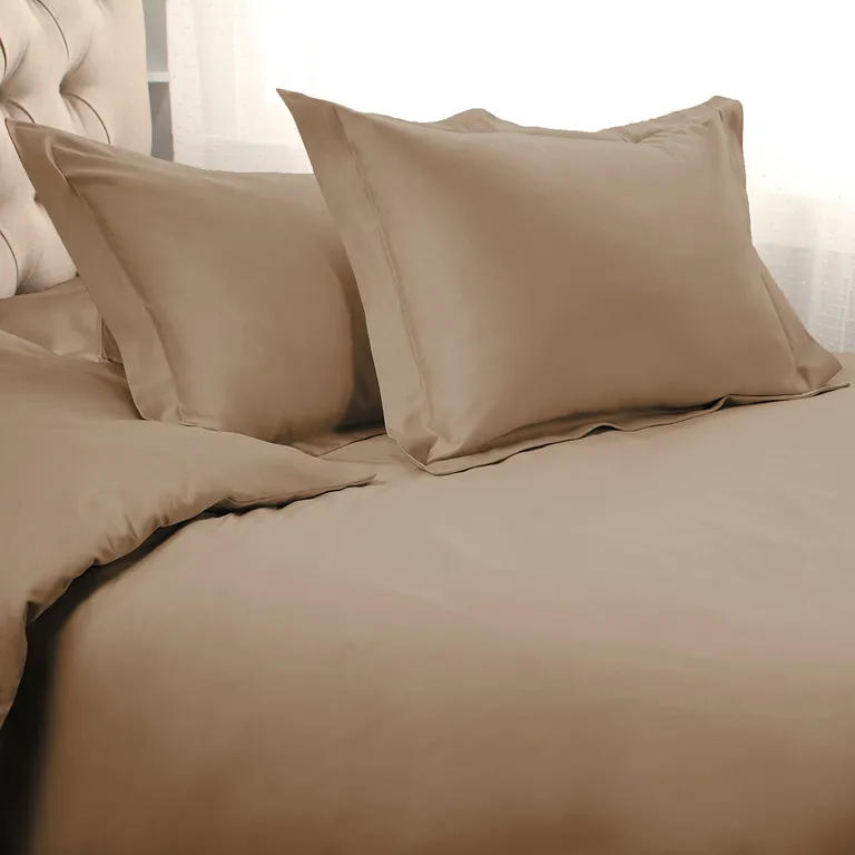 Taupe Queen Cotton Blend Washable Duvet Cover Set Photo 2