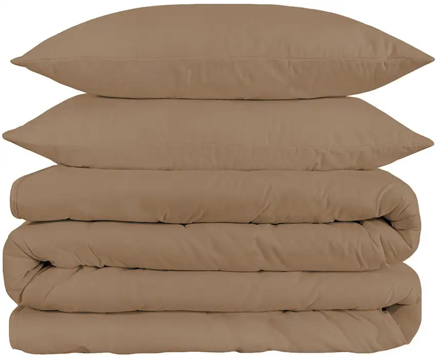 Taupe Queen Cotton Blend Washable Duvet Cover Set Photo 1