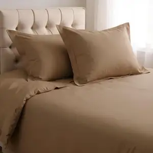 Photo of Taupe Queen Cotton Washable Duvet Cover Set With Two Shams