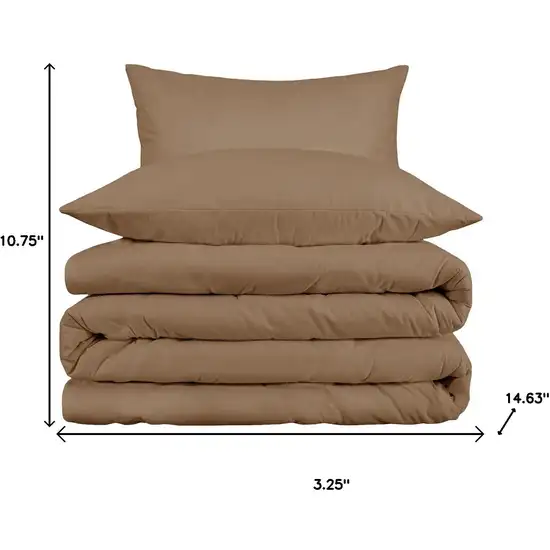 Taupe Queen Cotton Washable Duvet Cover Set With Two Shams Photo 6