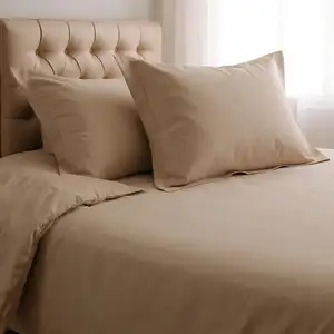Photo of Taupe Twin Cotton Washable Duvet Cover Set With Sham