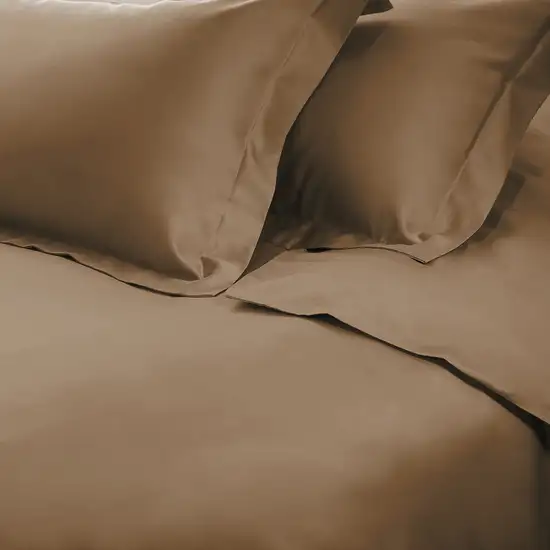 Taupe Twin Cotton Washable Duvet Cover Set With Sham Photo 5