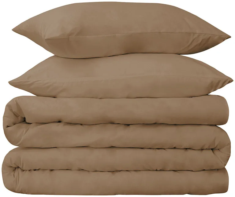 Taupe Twin Cotton Washable Duvet Cover Set With Sham Photo 2