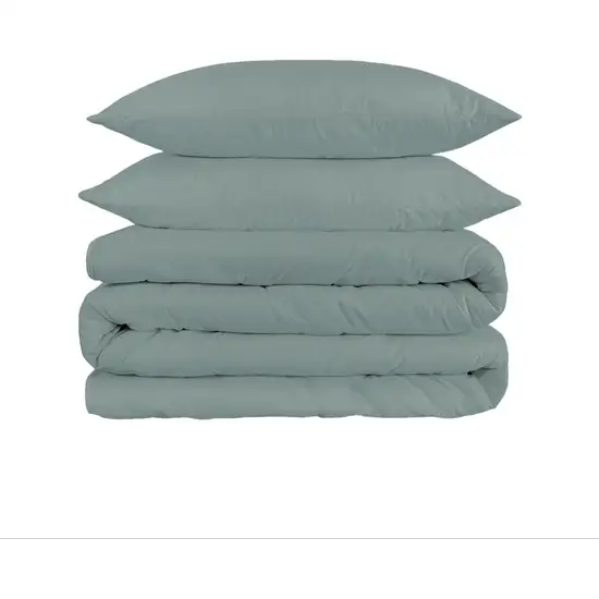 Teal Blue King Cotton Washable Duvet Cover Set With Two Shams Photo 2