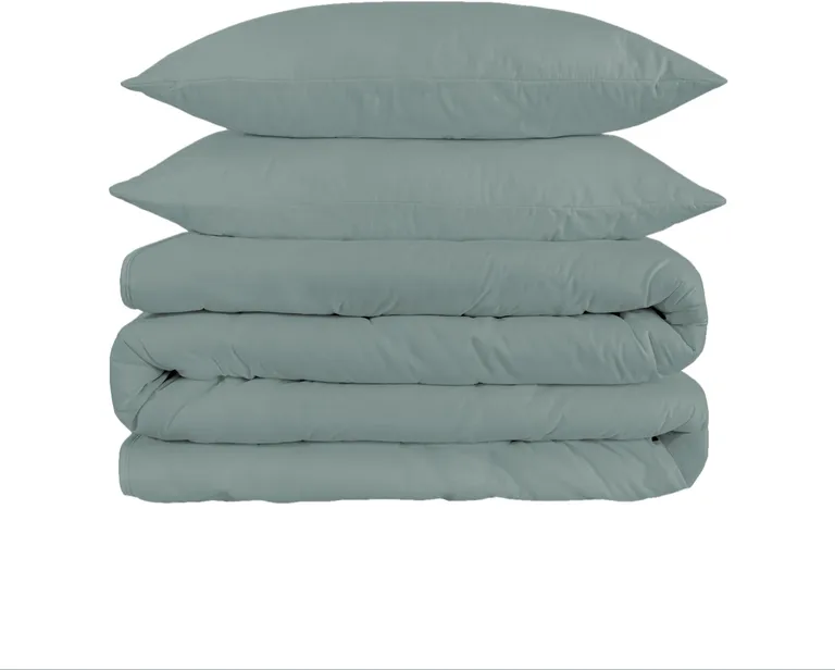 Teal Blue King Cotton Washable Duvet Cover Set With Two Shams Photo 2