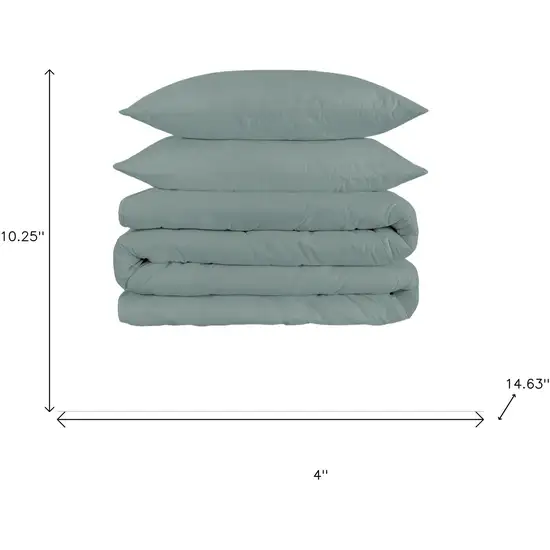 Teal Blue King Cotton Washable Duvet Cover Set With Two Shams Photo 6