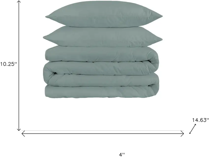 Teal Blue King Cotton Washable Duvet Cover Set With Two Shams Photo 6