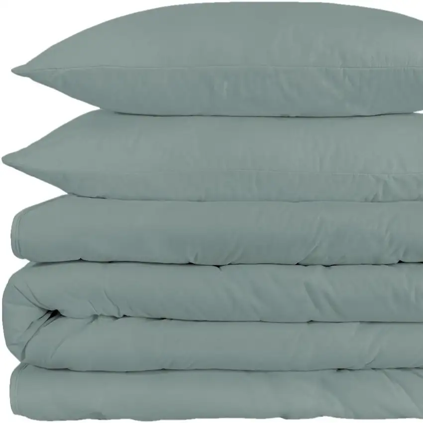 Teal Blue King Cotton Washable Duvet Cover Set With Two Shams Photo 3