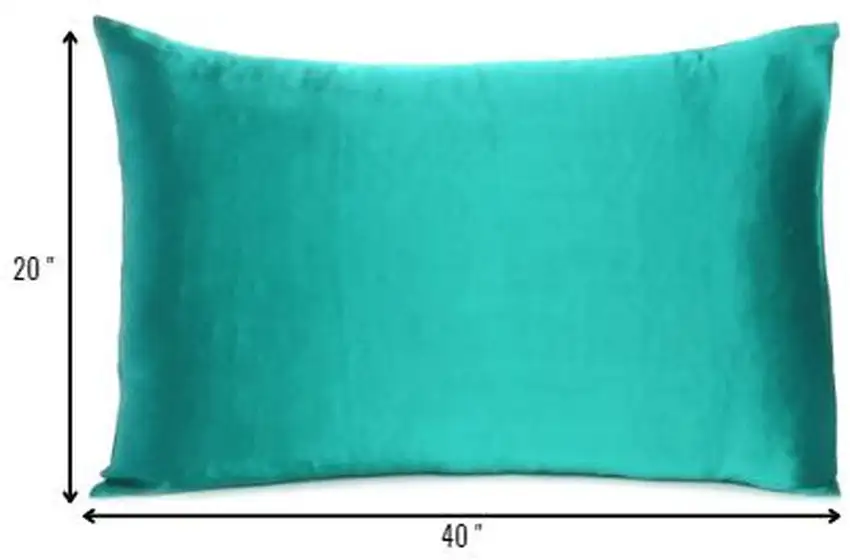 Teal Dreamy Set Of 2 Silky Satin King Pillowcases Photo 8