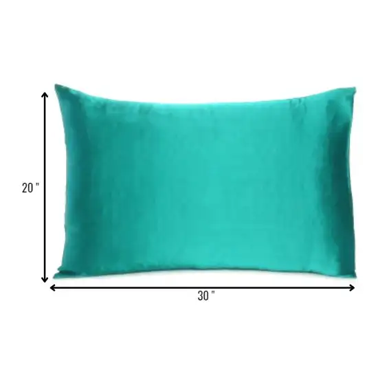 Teal Dreamy Set Of 2 Silky Satin Queen Pillowcases Photo 7