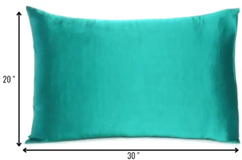 Teal Dreamy Set Of 2 Silky Satin Queen Pillowcases Photo 7
