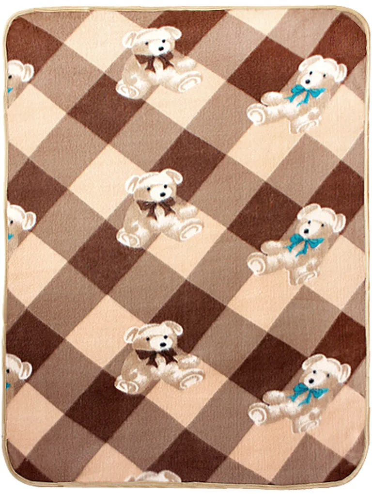 Teddy Bear - Brown - Korean Coral Fleece Mini Baby Throw Blanket (27.6 by 38.6 inches) Photo 3