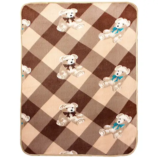 Teddy Bear - Brown -  Korean Coral Fleece Mini Baby Throw Blanket (27.6 by 38.6 inches) Photo 4