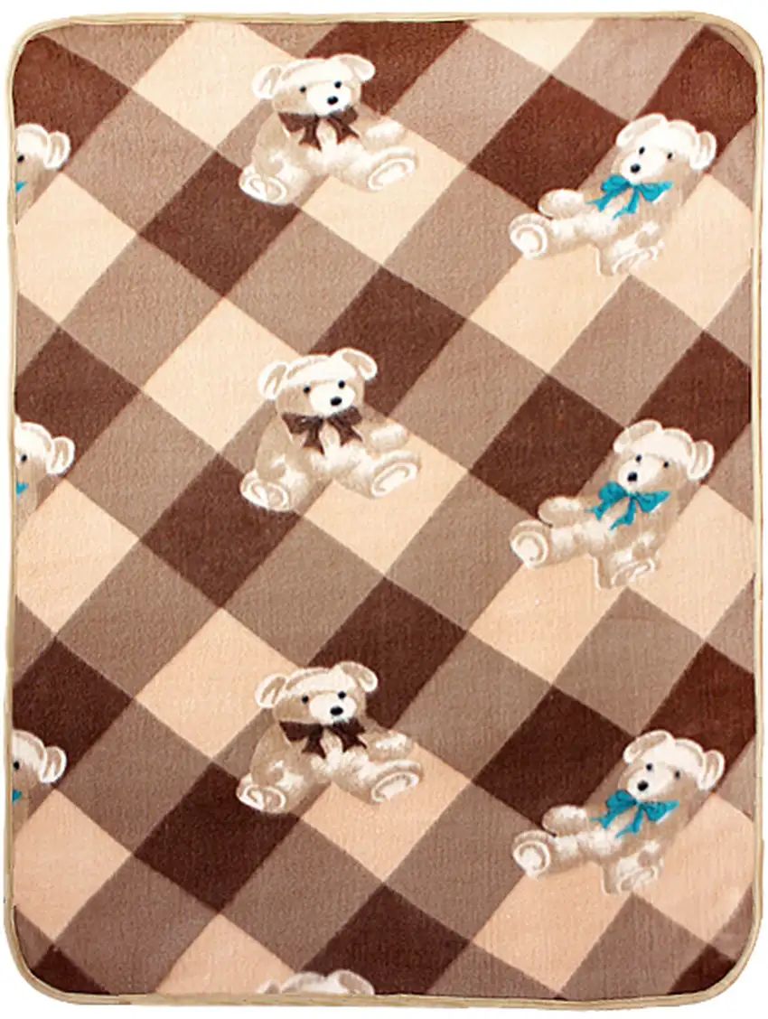 Teddy Bear - Brown -  Korean Coral Fleece Mini Baby Throw Blanket (27.6 by 38.6 inches) Photo 4