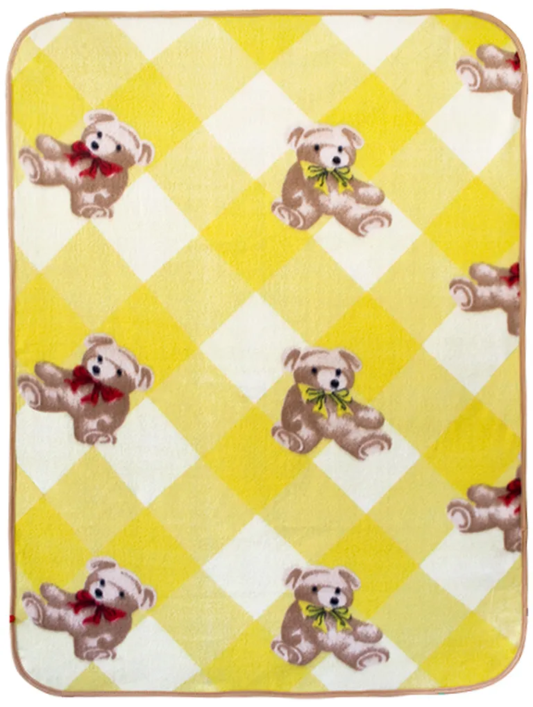 Teddy Bear - Yellow - Korean Coral Fleece Mini Baby Throw Blanket (27.6 by 38.6 inches) Photo 3