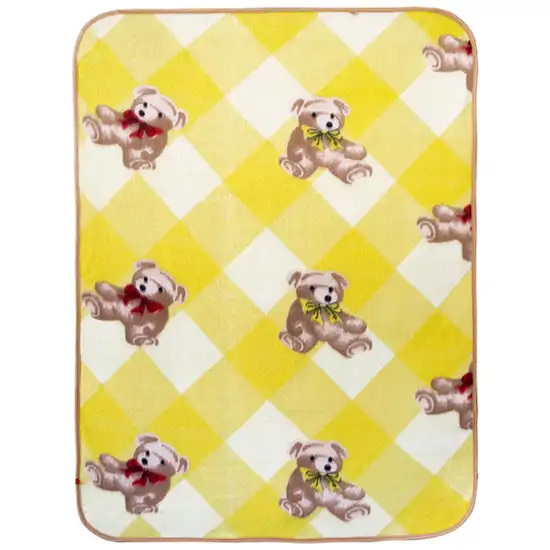 Teddy Bear - Yellow -  Korean Coral Fleece Mini Baby Throw Blanket (27.6 by 38.6 inches) Photo 4