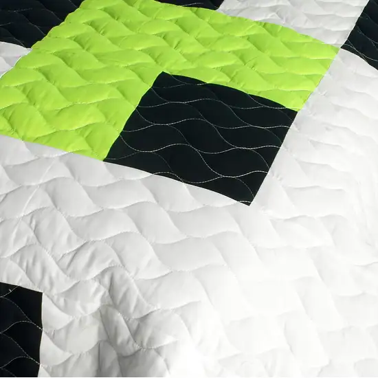 Tetris - C -  Vermicelli-Quilted Patchwork Geometric Quilt Set Full/Queen Photo 4