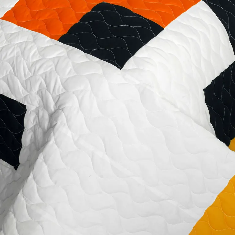Tetris - D - Vermicelli-Quilted Patchwork Geometric Quilt Set Full/Queen Photo 4