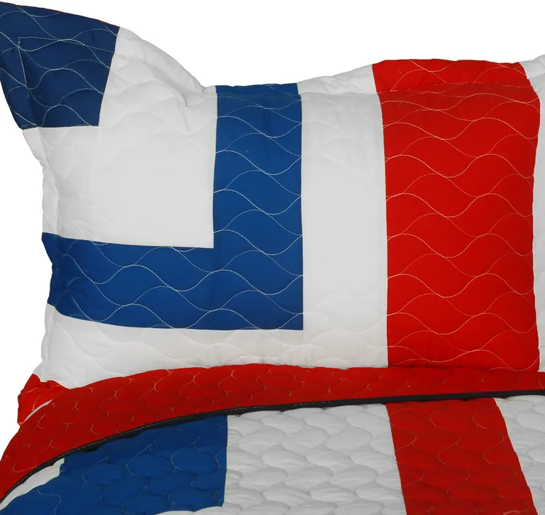 The Cross - Vermicelli-Quilted Patchwork Geometric Quilt Set Full/Queen Photo 3