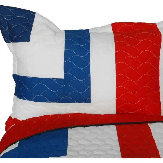 The Cross -  Vermicelli-Quilted Patchwork Geometric Quilt Set Full/Queen Photo 3
