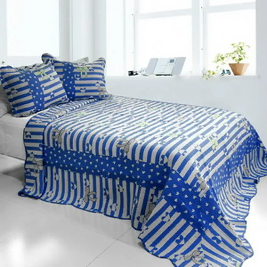 The Gift -  3PC Cotton Vermicelli-Quilted Printed Quilt Set (Full/Queen Size) Photo 2