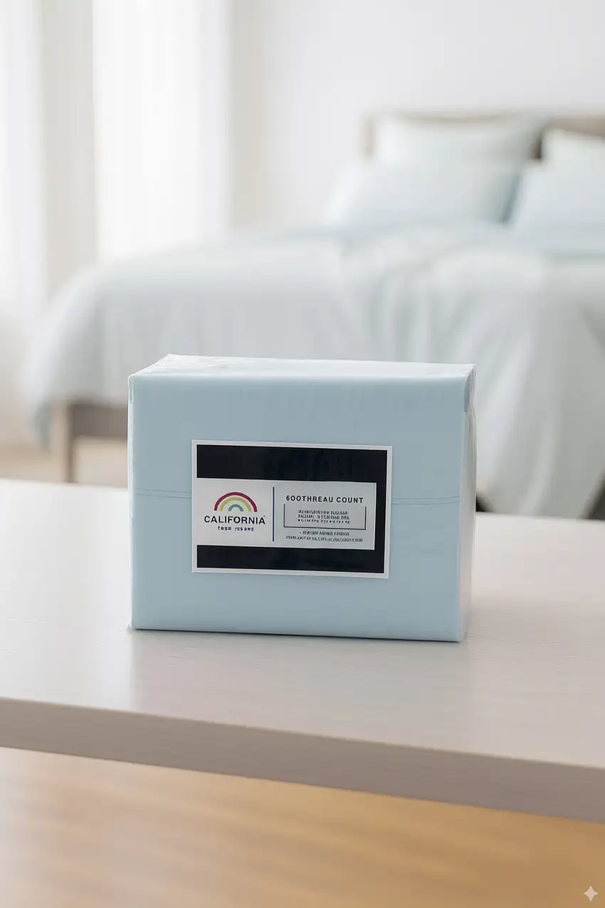 Three Piece Light Blue Cotton Twin XL Sheet Set Photo 3