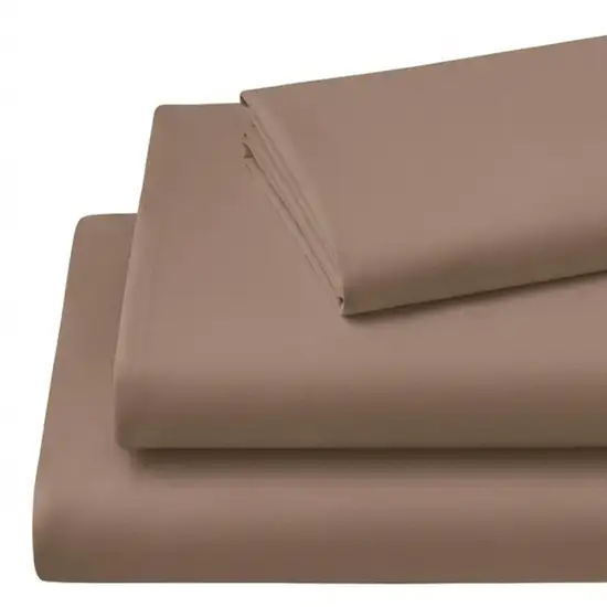 Three Piece Light Brown Cotton Twin Sheet Set Photo 4