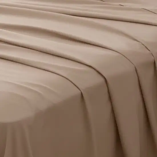 Three Piece Light Brown Cotton Twin Sheet Set Photo 5