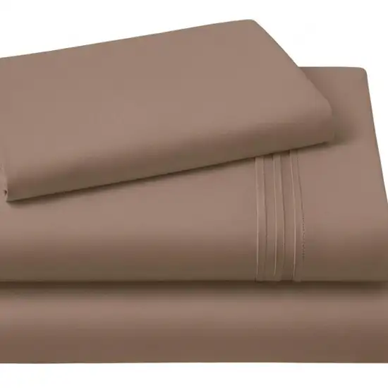 Three Piece Light Brown Cotton Twin Sheet Set Photo 3