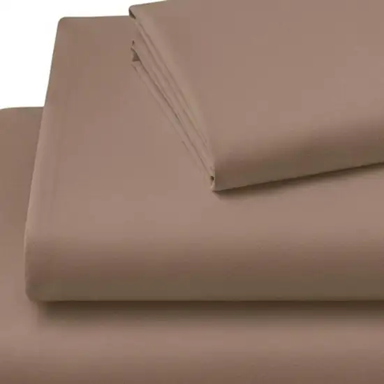 Three Piece Light Brown Cotton Twin Sheet Set Photo 6