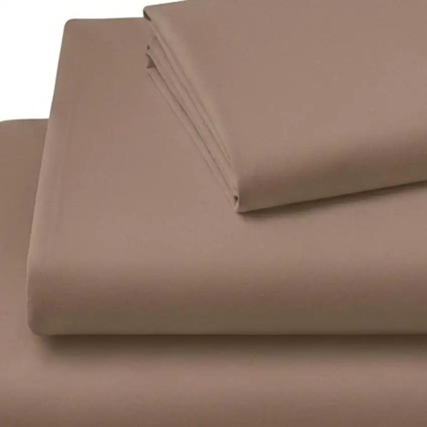 Three Piece Light Brown Cotton Twin Sheet Set Photo 6