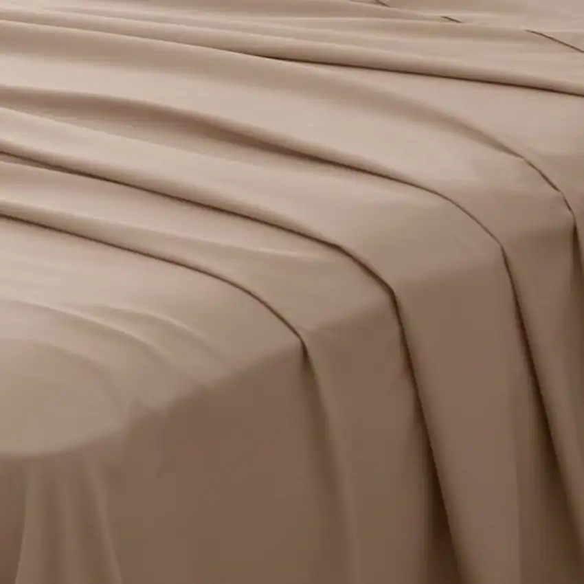 Three Piece Light Brown Cotton Twin XL Sheet Set Photo 5