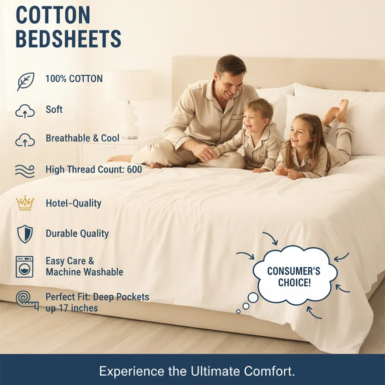 Three Piece Navy Blue Cotton Twin Sheet Set Photo 4