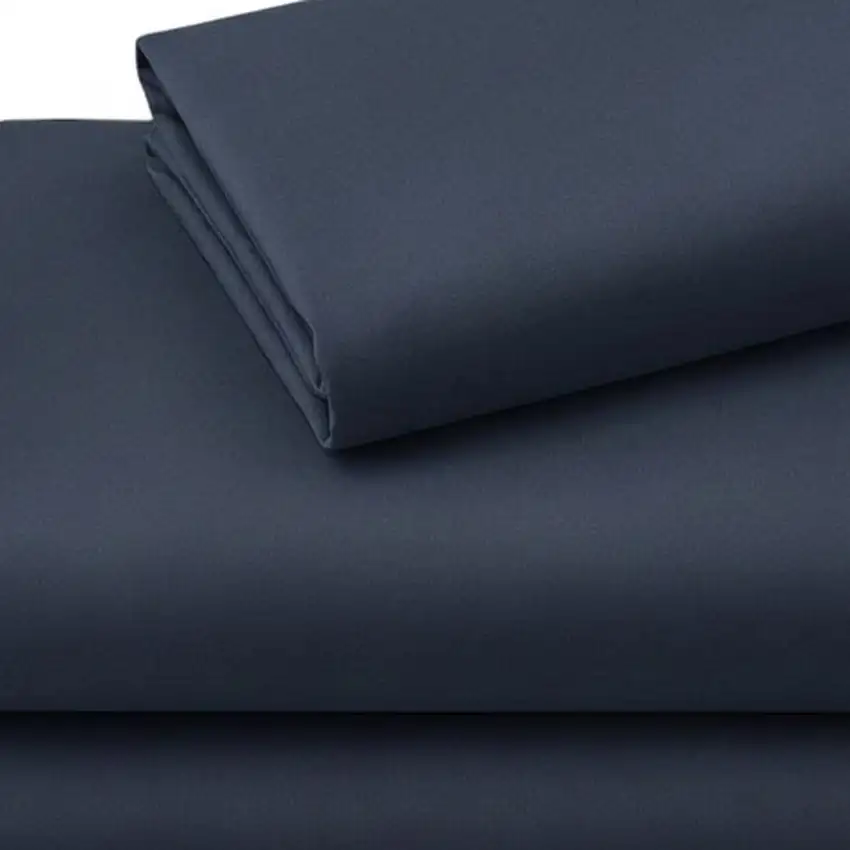 Three Piece Navy Blue Cotton Twin XL Sheet Set Photo 6