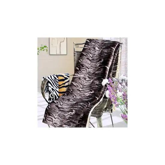 Tiger Brown -  Micro Mink Fur Throw Blanket w/ 14.5 OZ filling (50 by 70 inches) Photo 2