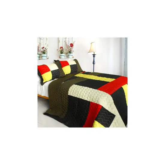 Time and Tide -  3PC Vermicelli-Quilted Patchwork Quilt Set (Full/Queen Size) Photo 1